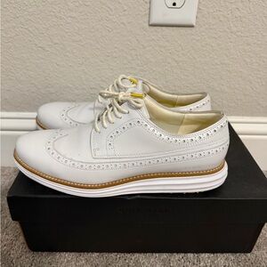 Cole Haan zero grand white Leather Wingtip Oxfords with Platform Sole